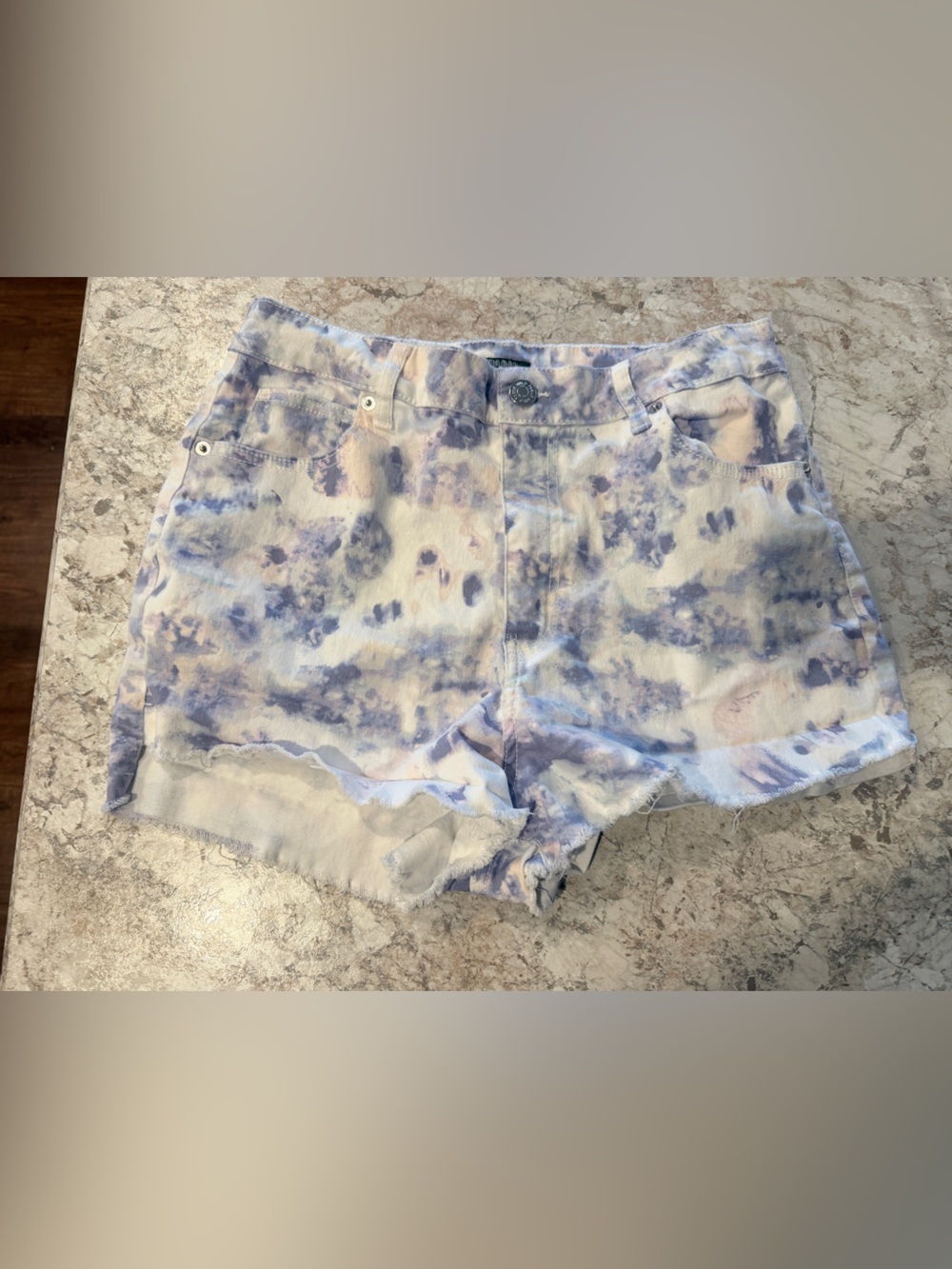 Womens Wild Fable Denim Like Shorts Purple Pink Size 12 Raw Hem